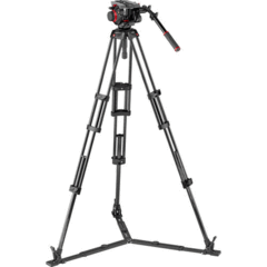 Manfrotto 504HD Head & Carbon Fiber Twin Leg Video Tripod Kit (100/75mm, Ground Spreader)